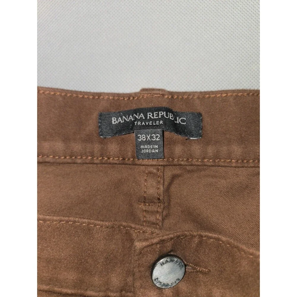 Banana Republic Traveler Pant Mens 38x32 Brown Slim Fit Stretch Chino Pants